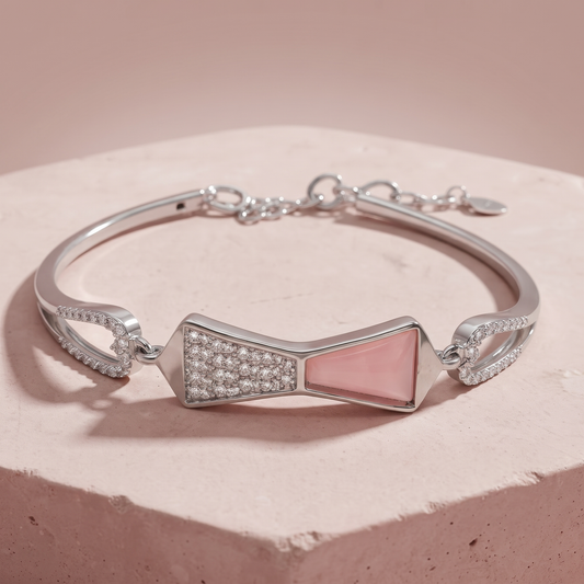Silver Blush Bow Bracelet
