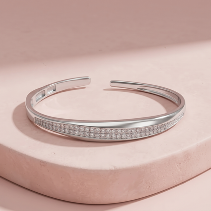 Silver Zircon Sparkle Oval Bracelet