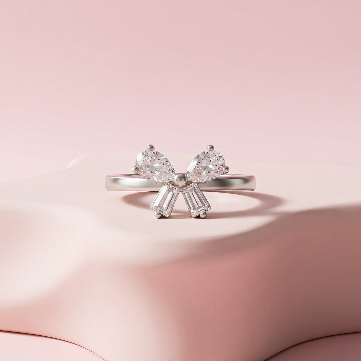 Silver White Bow Ring
