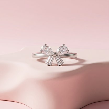 Silver White Bow Ring