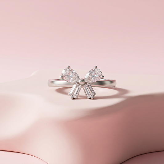 Silver White Bow Ring
