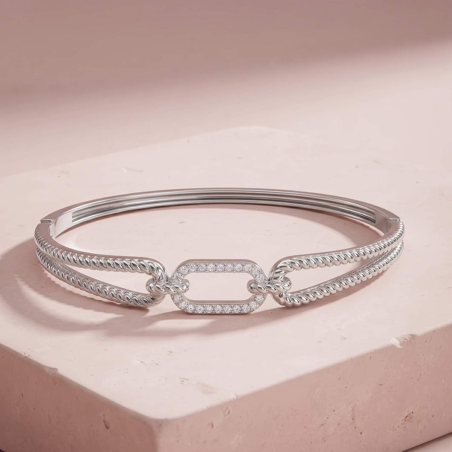 Silver rope‑twisted Modern Bracelet