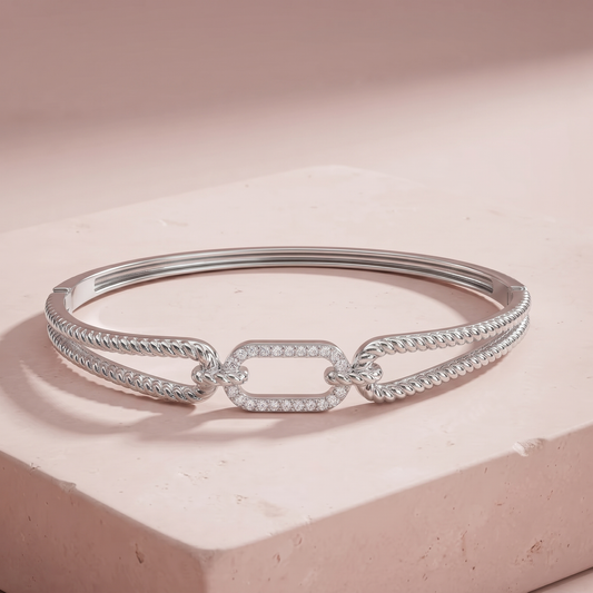 Silver rope‑twisted Modern Bracelet