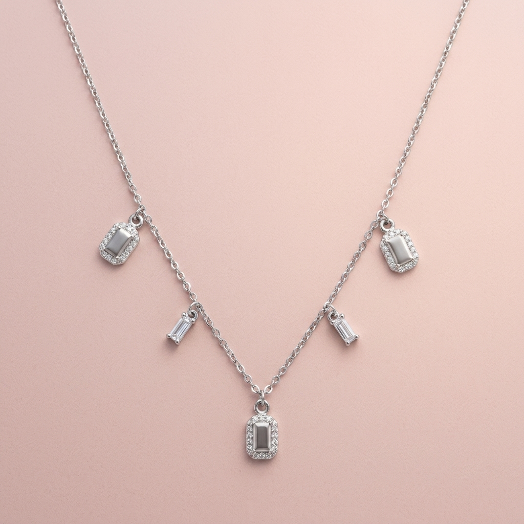 Silver Dewdrop Ruby Necklace