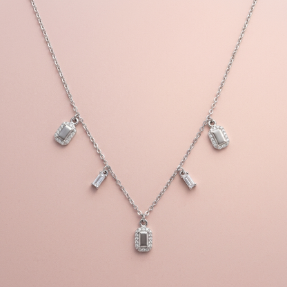 Silver Dewdrop Ruby Necklace