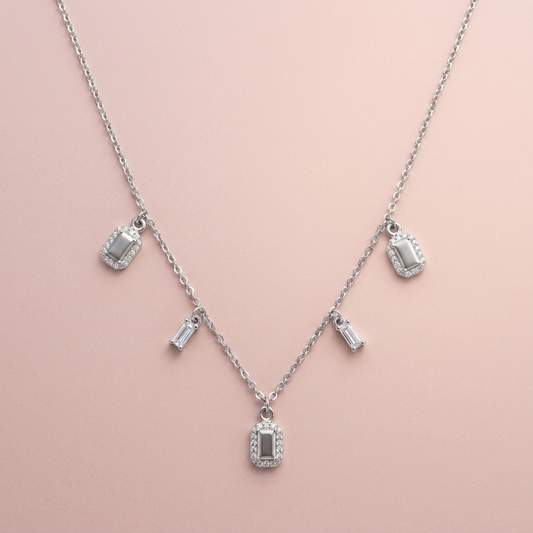 Silver Dewdrop Ruby Necklace
