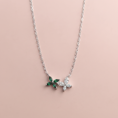 Silver Twin Flower Pendant