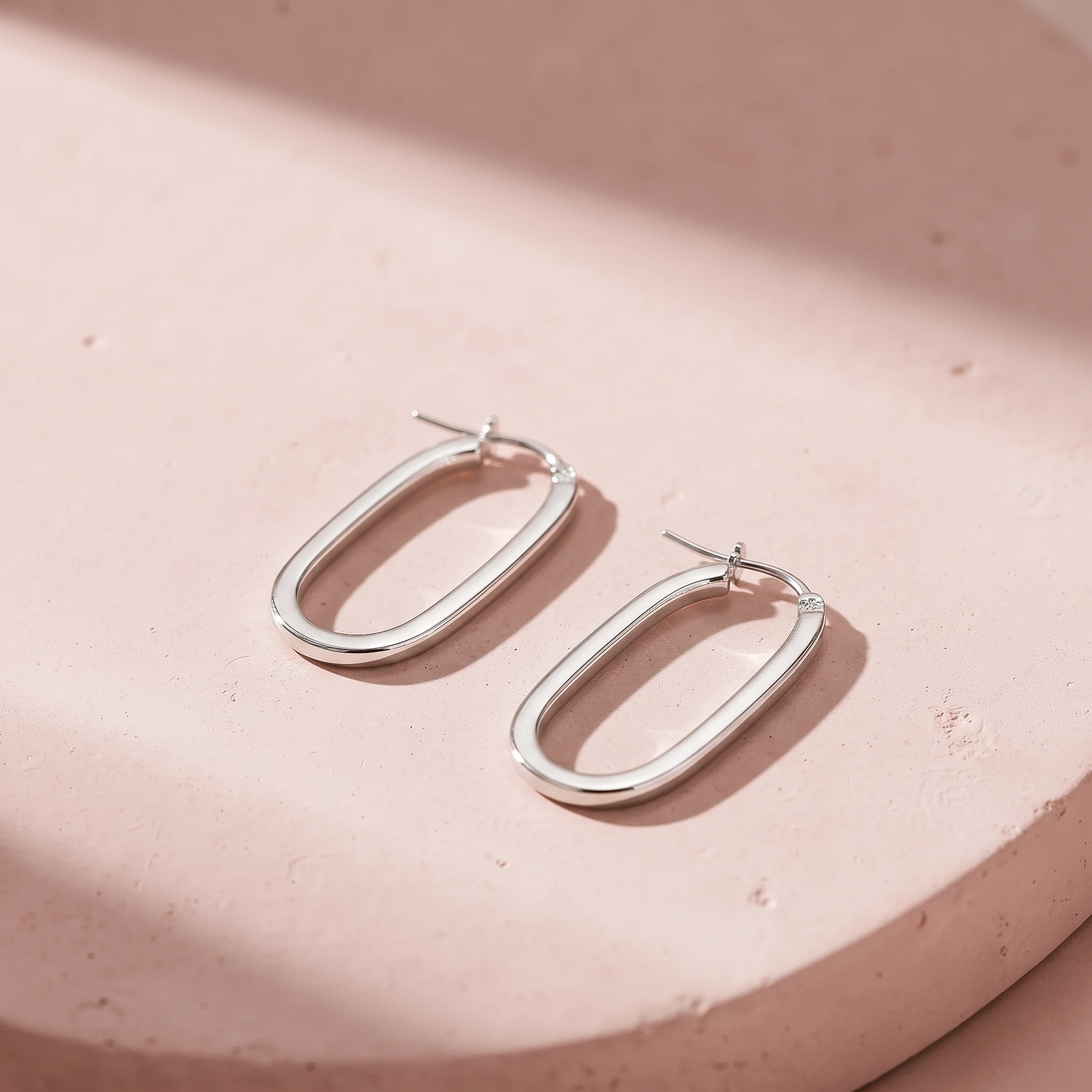 Silver Minimalist Rectangle Hoop Earring
