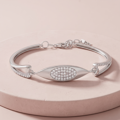 Silver Celeste oval pave bracelet