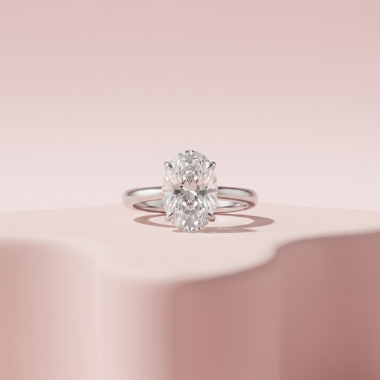 Silver Velora Oval Moissanite Ring