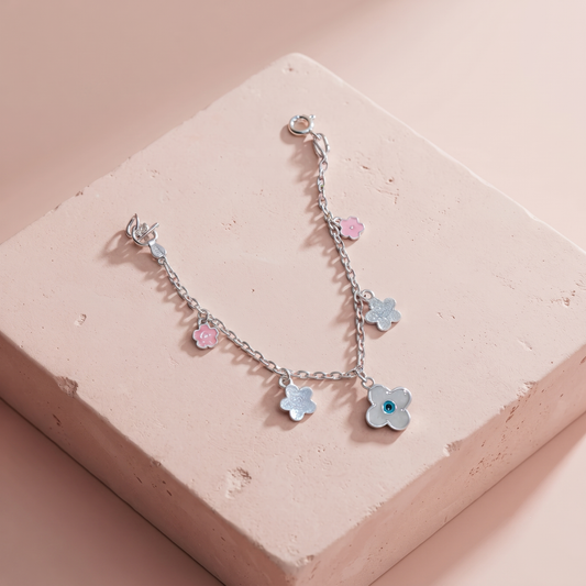 Silver Flower Charm Baby Barcelet