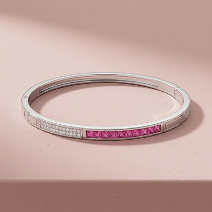Silver Ruby Aura Crystal Bracelet