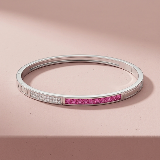 Silver Ruby Aura Crystal Bracelet