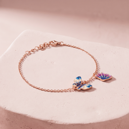 Rose Gold Plated Butterfly Flower Bracelet
