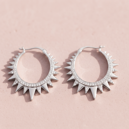 silver Sun Dimond Earrings