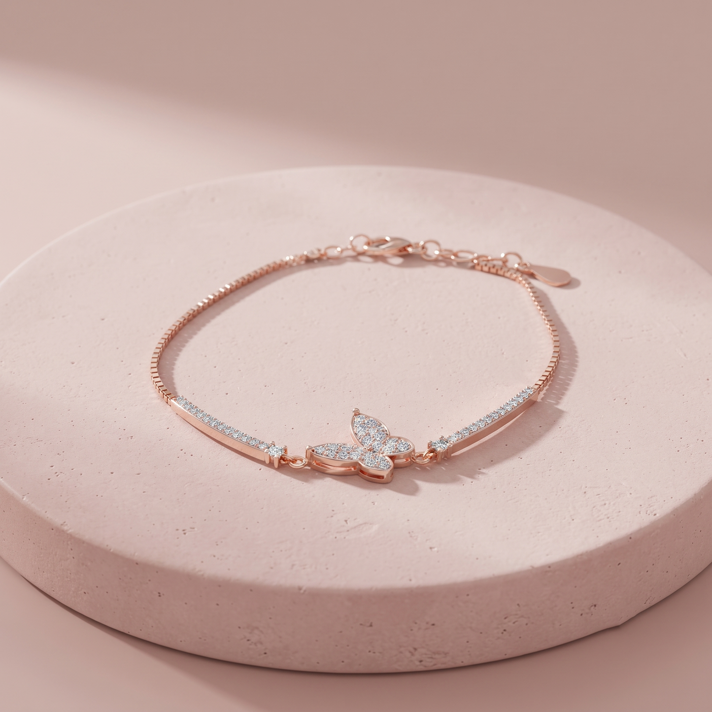 Rose Gold Plated Silver Butterfly Bracelet