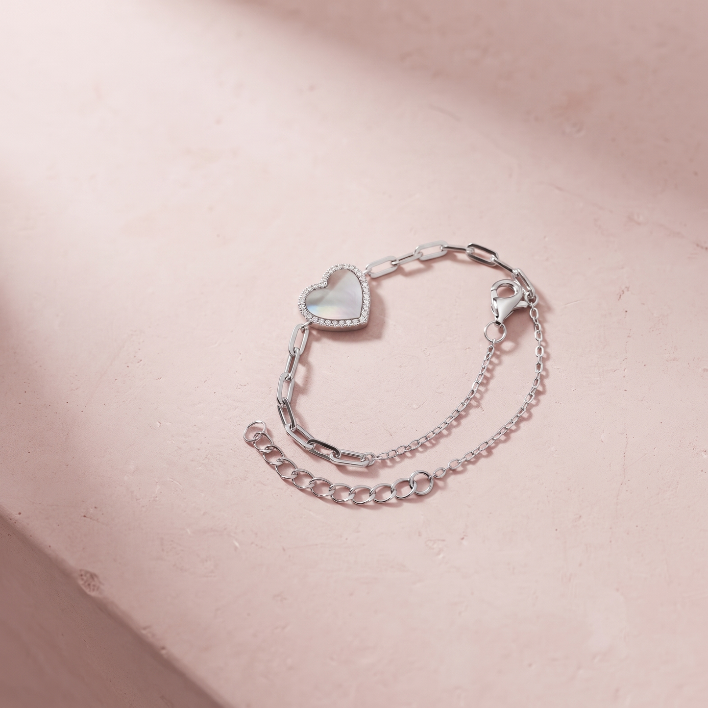 Silver Heart Link Bracelet