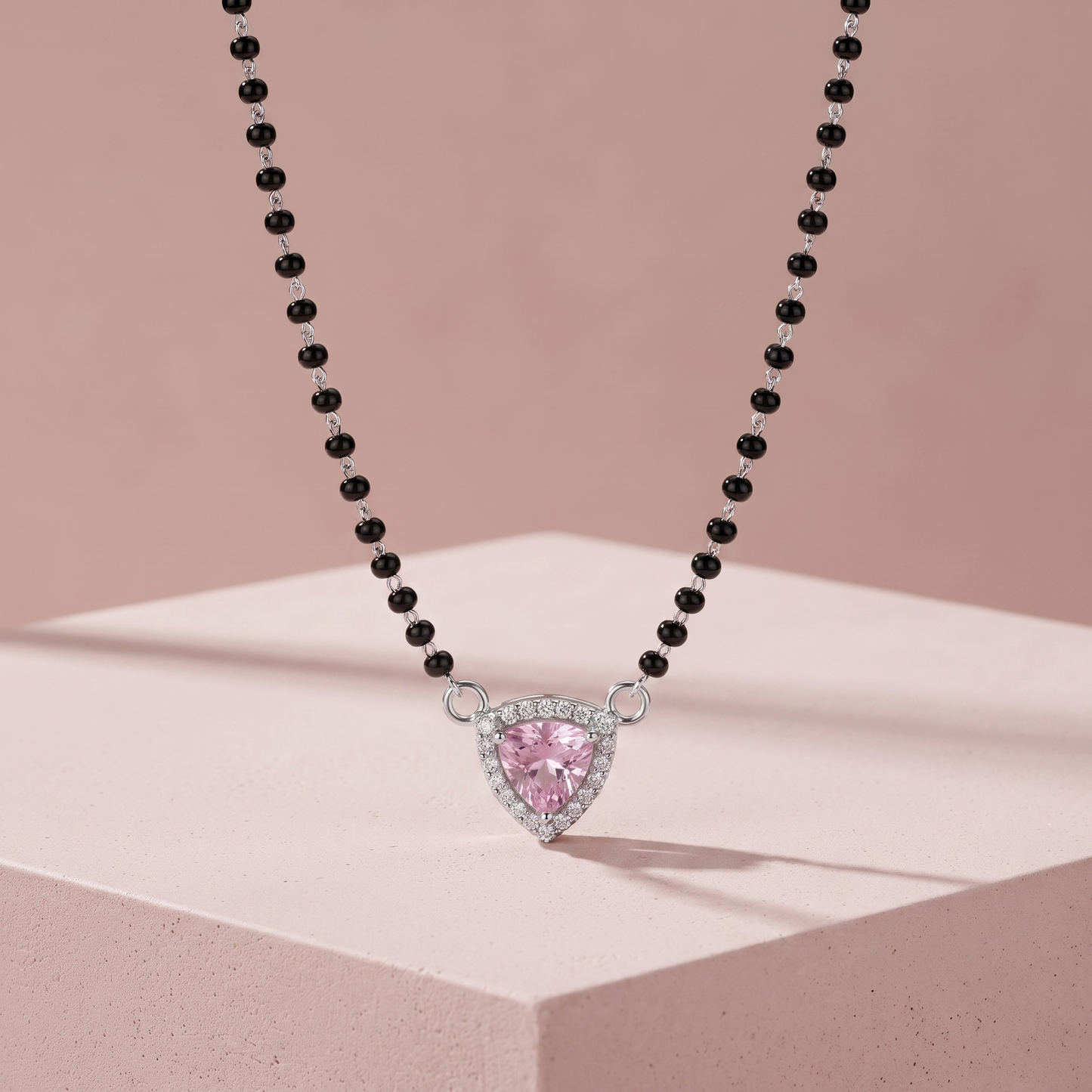 Silver Elegant Pink Triangle Mangalsutra