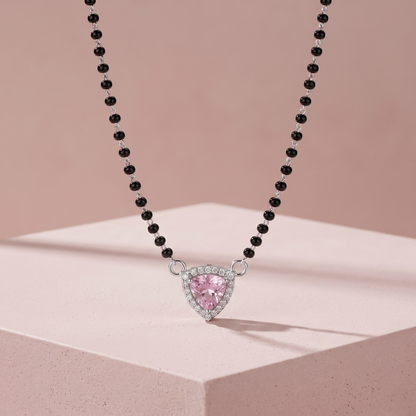 Silver Elegant Pink Triangle Mangalsutra