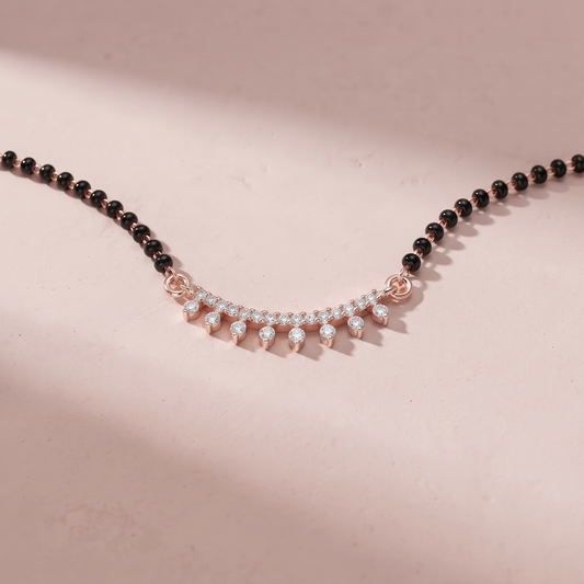 RoseGold Plated Silver Crown Mangalsutra