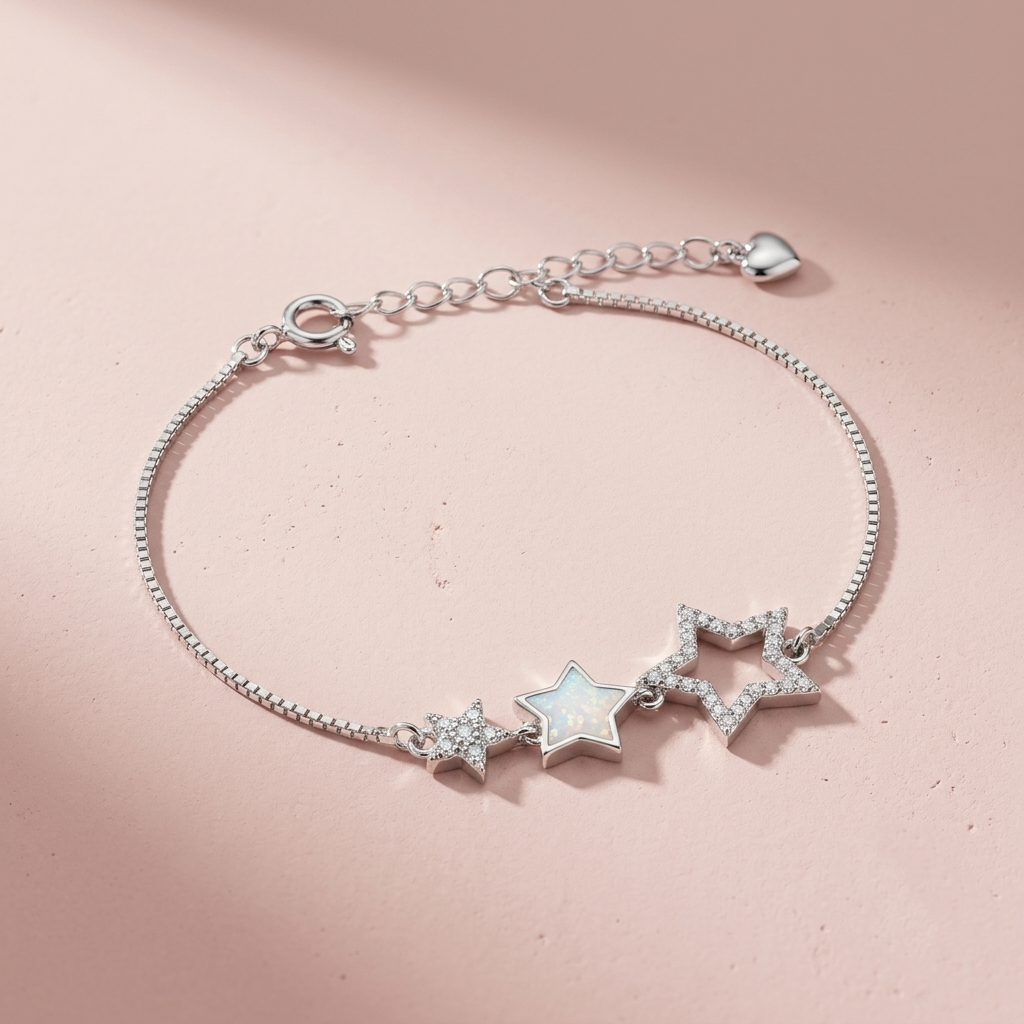Silver Star Cluster Bracelet