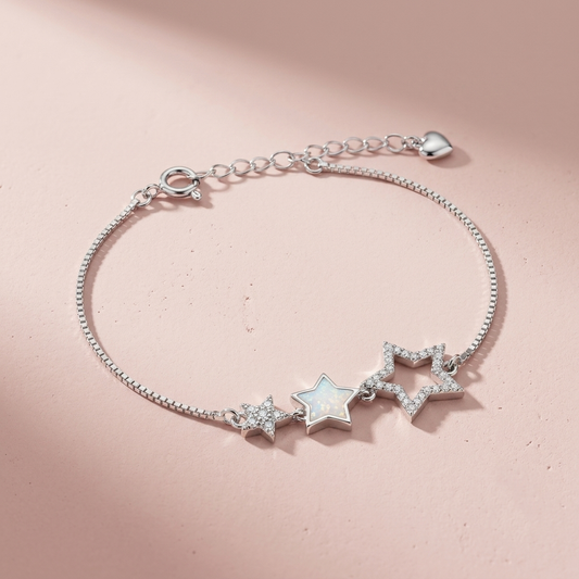 Silver Star Cluster Bracelet