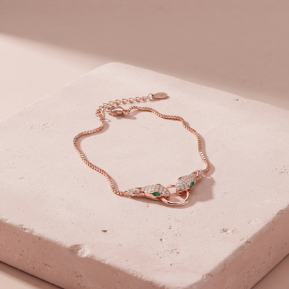 Rose Gold Plated Silver Serpent Head Bracelet