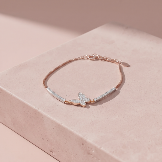 Rose Gold Plated Silver Butterfly Bracelet