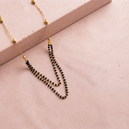 Gold Plated Silver Obsidian Layer Mangalsutra