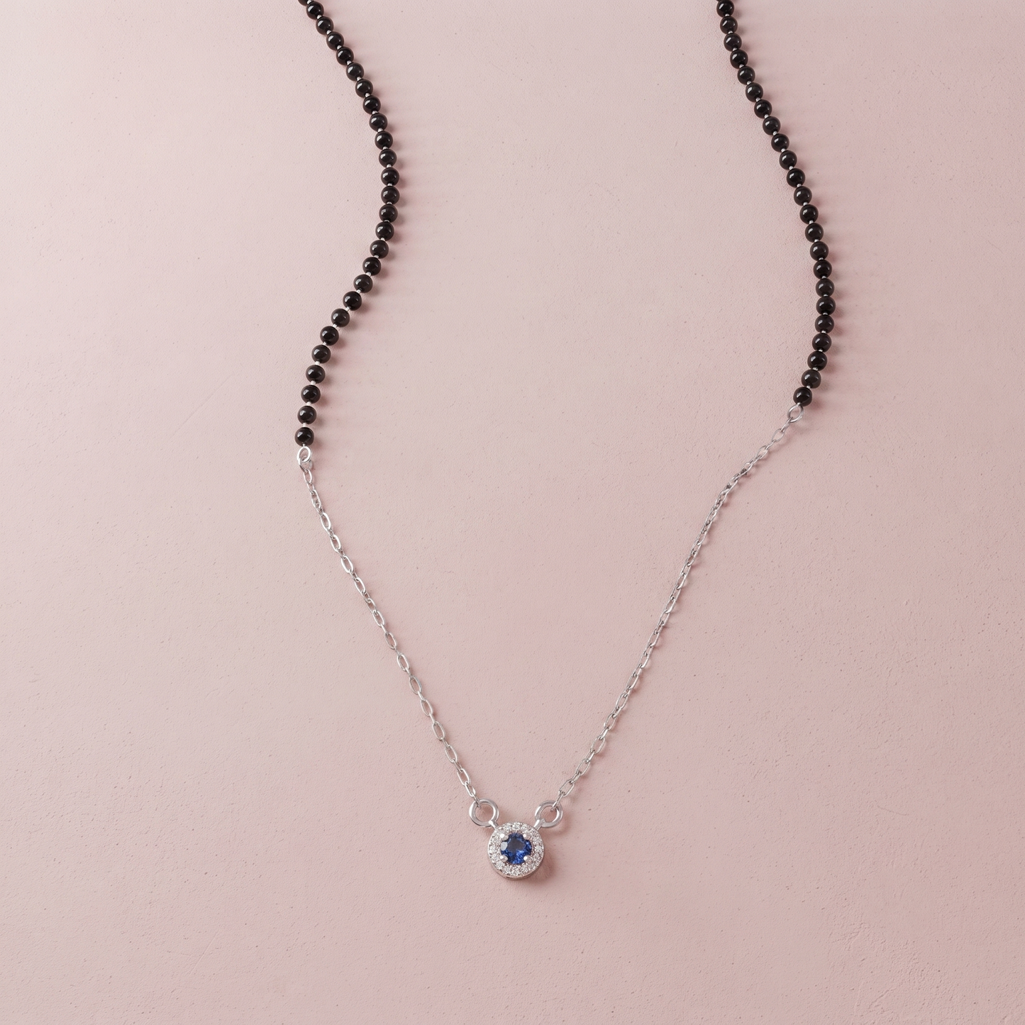 Silver Blue Stone With Chain Mangalsutra