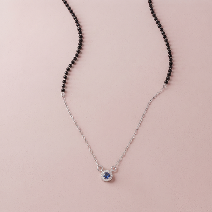 Silver Blue Stone With Chain Mangalsutra