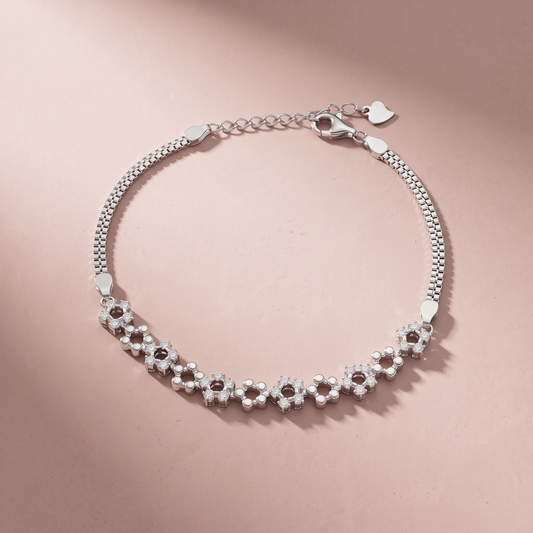 Silver Luna petal lace bracelet