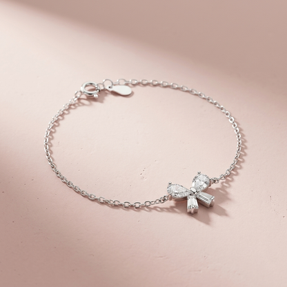 Silver White Bow Bracelet