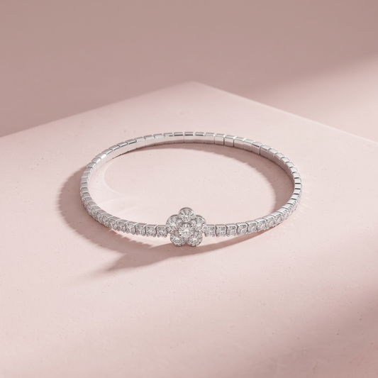 Silver Bloom Tennis Bracelet