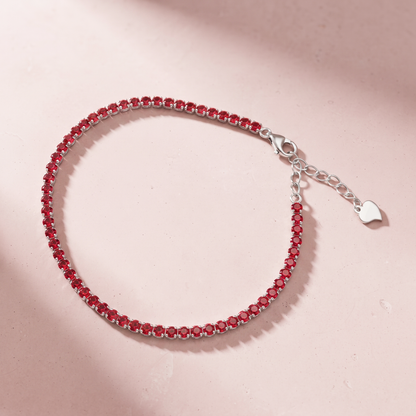 Silver Crystal Ruby Tennis Bracelet