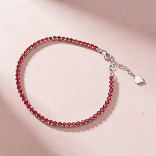 Silver Crystal Ruby Tennis Bracelet