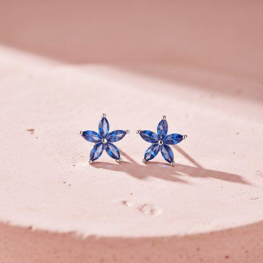 Silver Azure Bloom Stud Earring