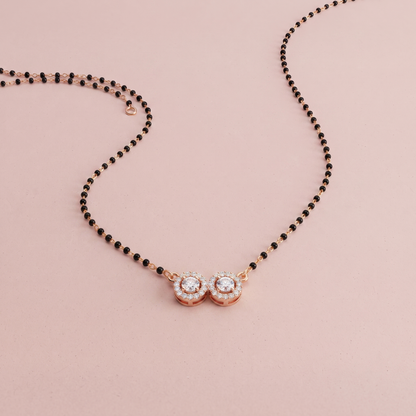 RoseGold Plated Double Circle White Stone Mangalsutra