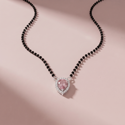 Silver Teardrop Pink Mangalsutra