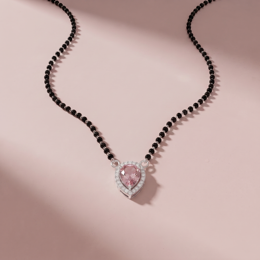 Silver Teardrop Pink Mangalsutra