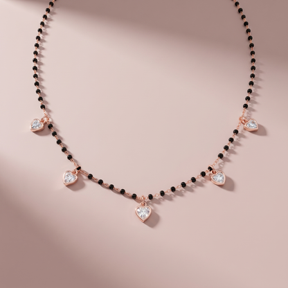 Rose Gold Plated Silver Heart Glow Mangalsutra
