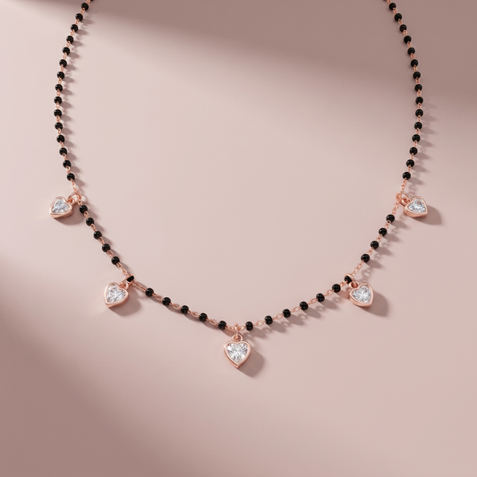 Rose Gold Plated Silver Heart Glow Mangalsutra