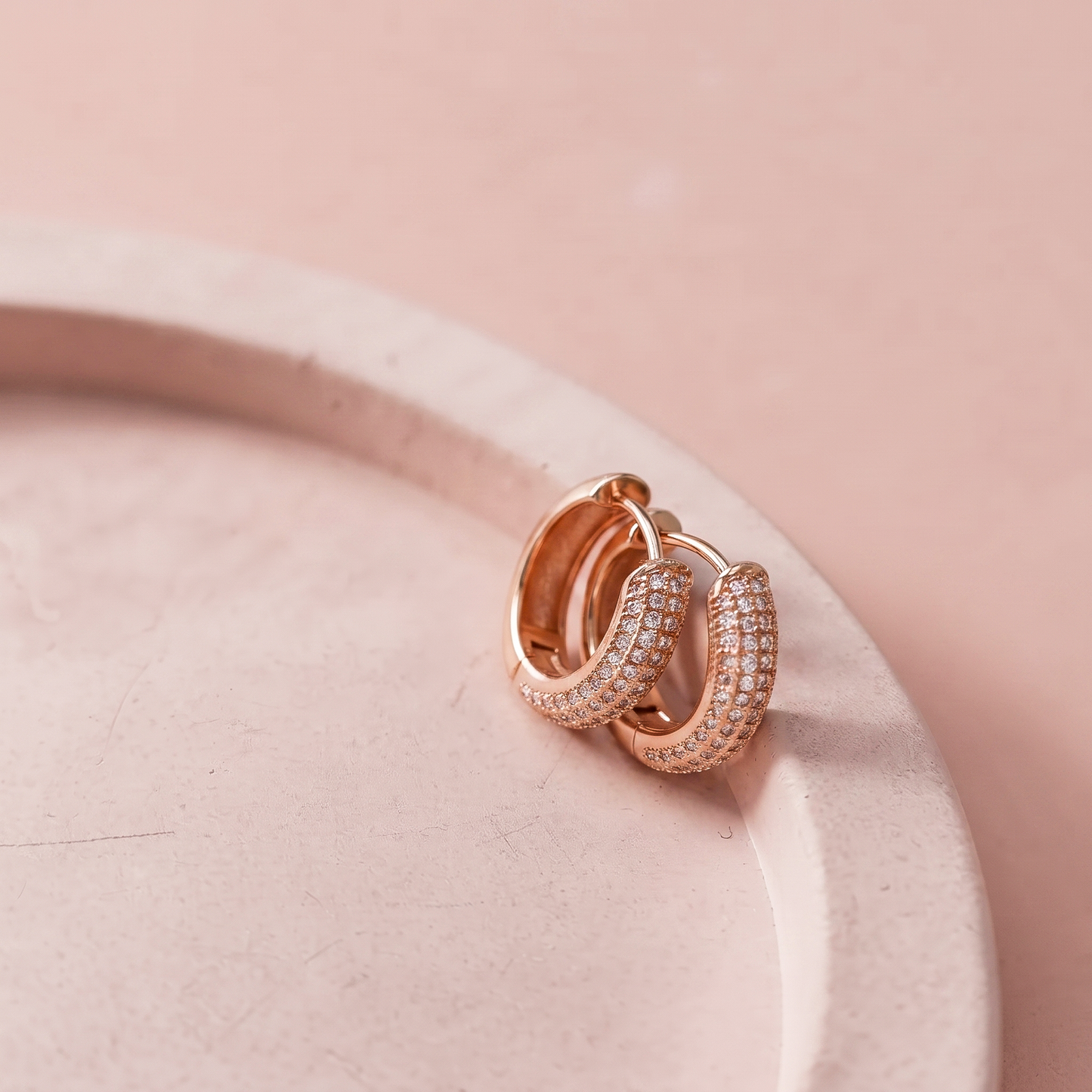 Rose Gold Plated Silver Minimal Zircon Earring