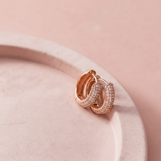 Rose Gold Plated Silver Minimal Zircon Earring