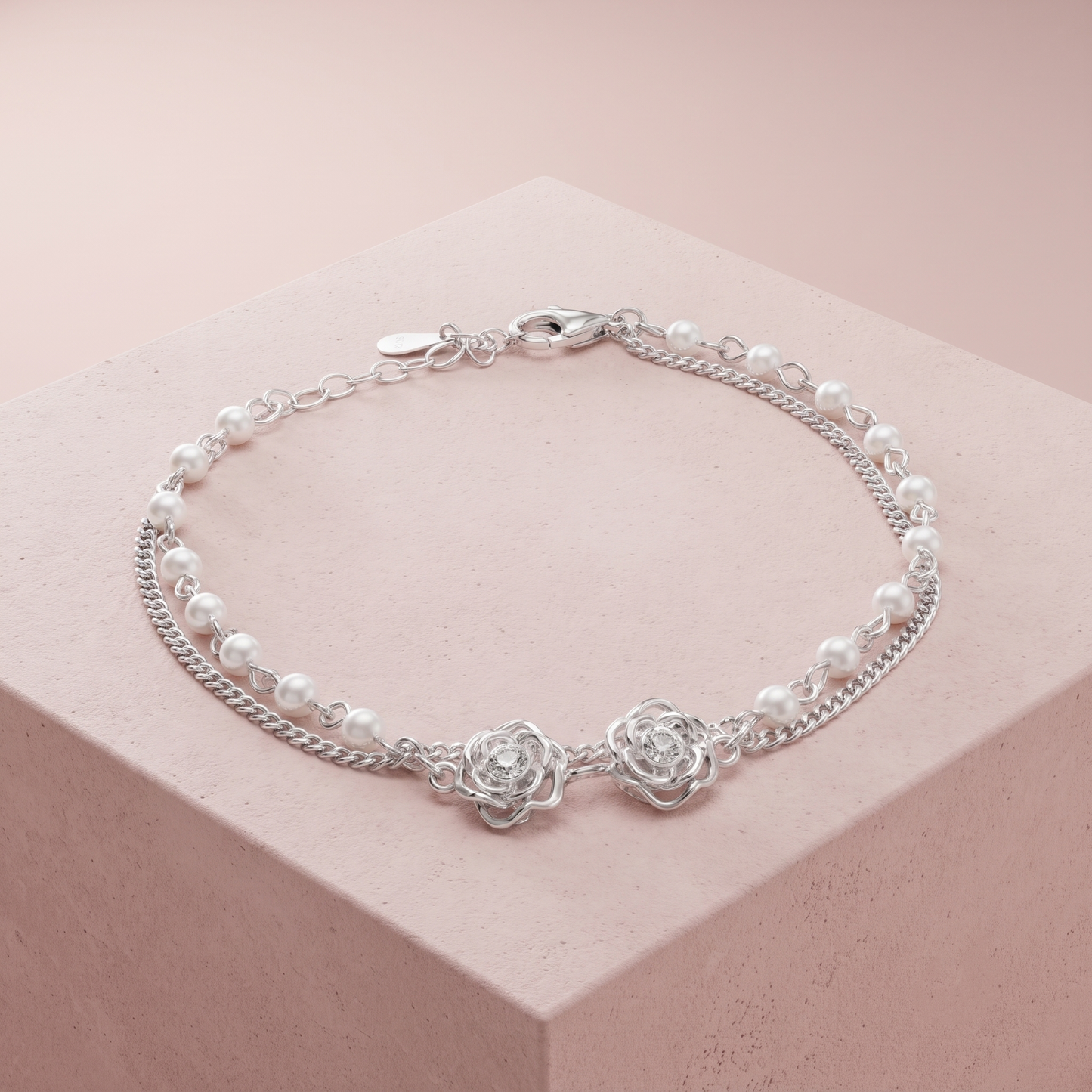 Silver Rose Bracelet