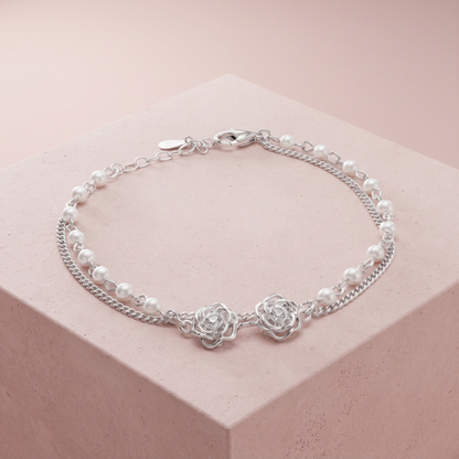 Silver Rose Bracelet
