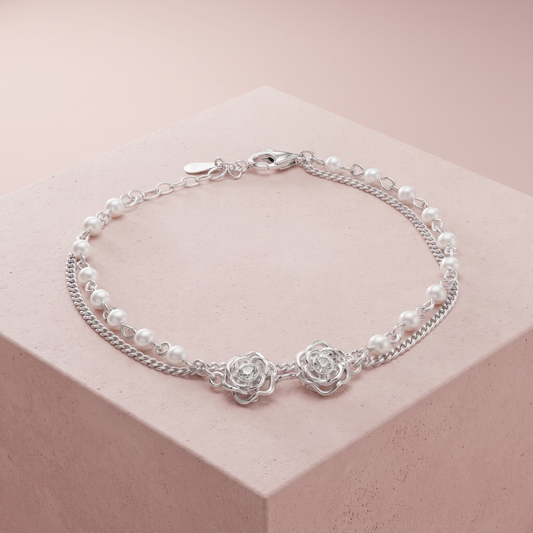 Silver Rose Bracelet