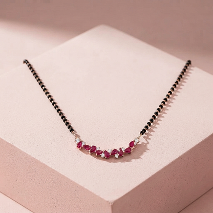 Rose Gold Plated Ruby Drop Diamond Mangalsutra