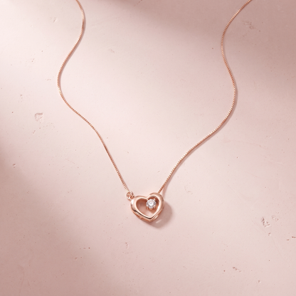 Rose Gold Plated Dainty Open Heart Necklace