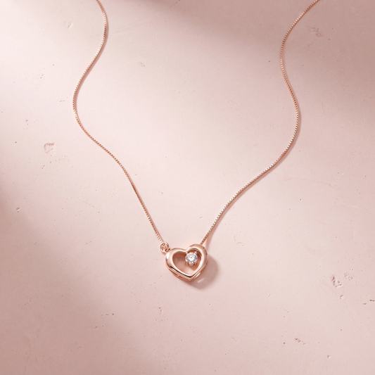 Rose Gold Plated Dainty Open Heart Necklace